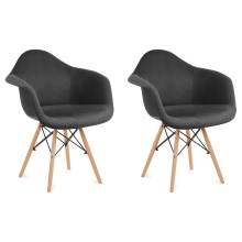 KOMPLEKTS 2x Ēdamistabas krēsls NEREA 80x60,5 cm pelēka/dižskābardis