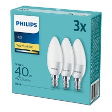 KOMPLEKTS 3xLED Spuldze Philips E14/5,5W/230V 2700K