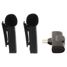 PATONA - KOMPLEKTS 2x Bezvadu mikrofons ar stiprinājumu viedtālruņiem USB-C 5V
