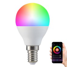 RGB LED Aptumšojama spuldze G45 E14/5,5W/230V 2700-6500K Wi-fi Tuya