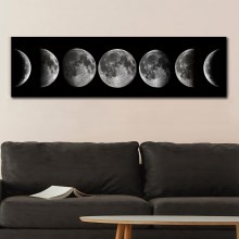Sienas zīmējums uz audekla 50x120 cm mēness fāzes
