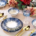 12 daļu galda servīze, balta/zila, porcelāns