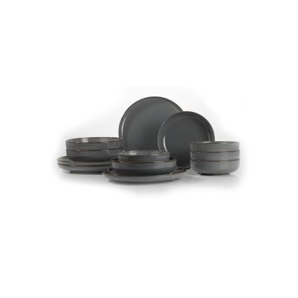 12 daļu porcelāna galda servīze, pelēka