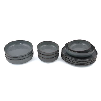 12 daļu porcelāna galda servīze, pelēka