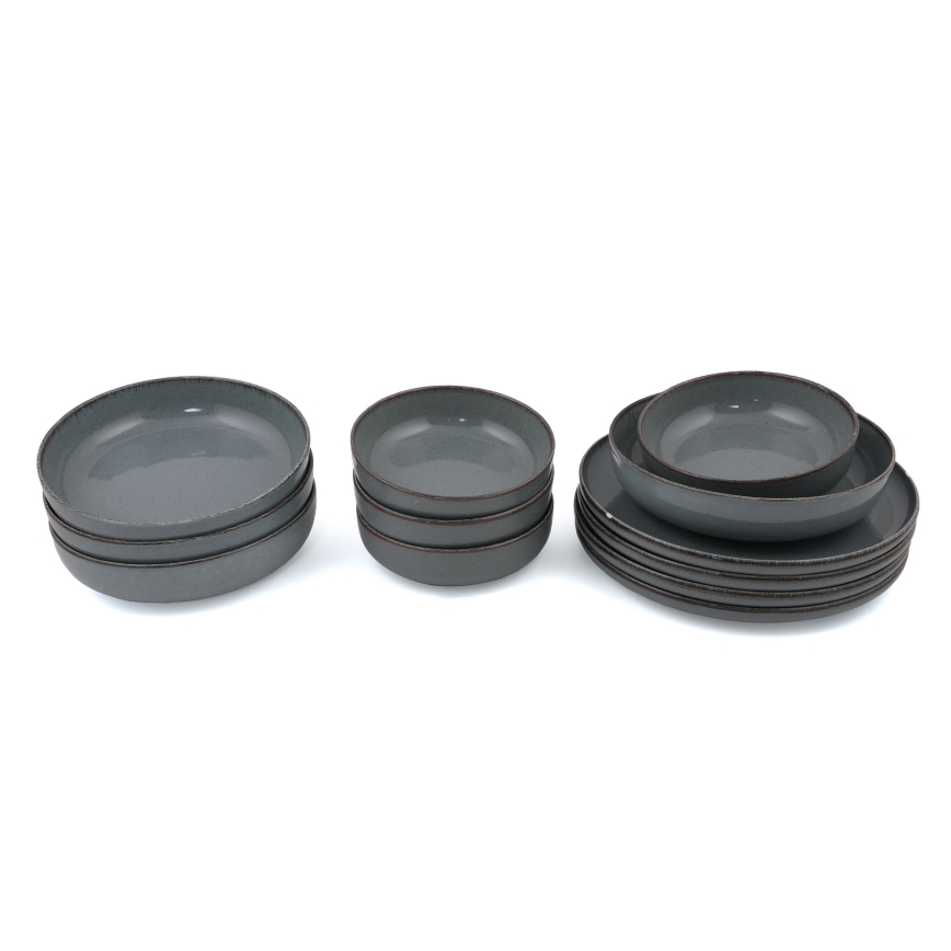 12 daļu porcelāna galda servīze, pelēka