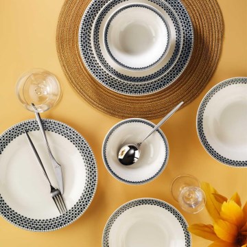 12 daļu porcelāna galda servīze — balta/melna