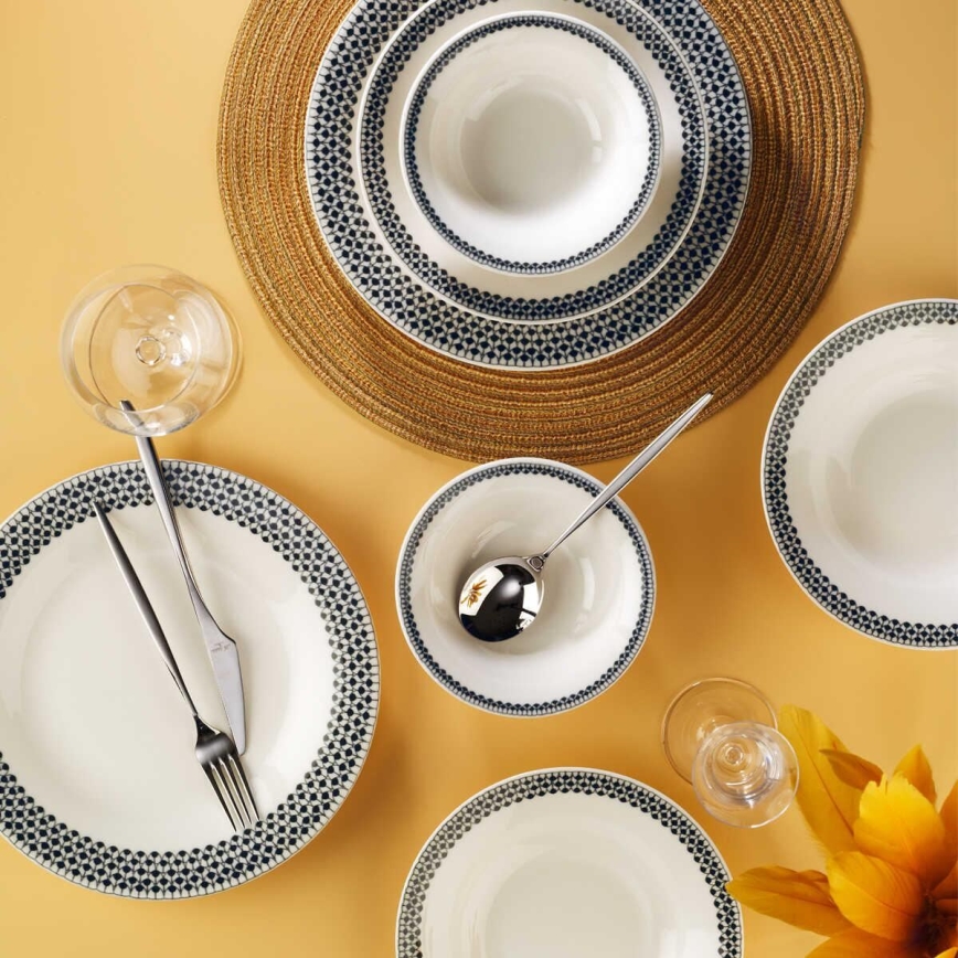 12 daļu porcelāna galda servīze — balta/melna