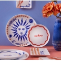12 daļu porcelāna vakariņu komplekts — sarkans/zils/balts