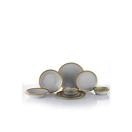 16 daļu galda servīze, pelēka/zelta, porcelāns