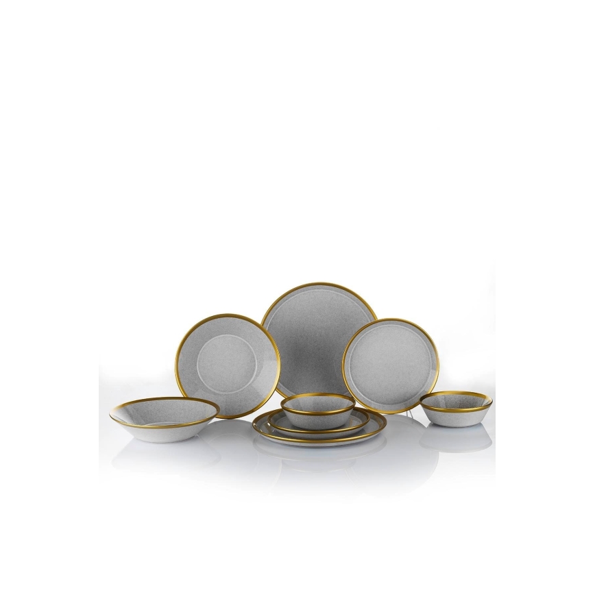 16 daļu galda servīze, pelēka/zelta, porcelāns