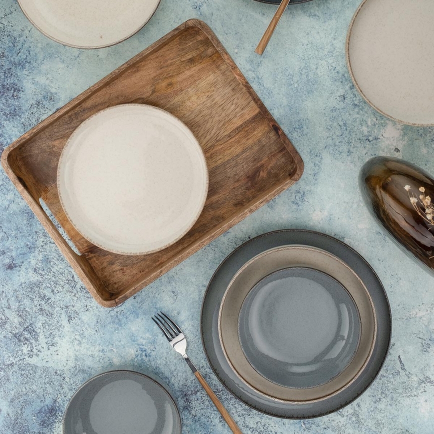 16 daļu porcelāna trauku komplekts, pelēks/bēžs