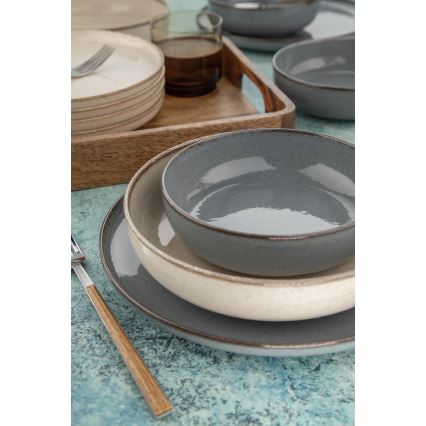 16 daļu porcelāna trauku komplekts, pelēks/bēžs