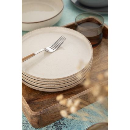 16 daļu porcelāna trauku komplekts, pelēks/bēžs