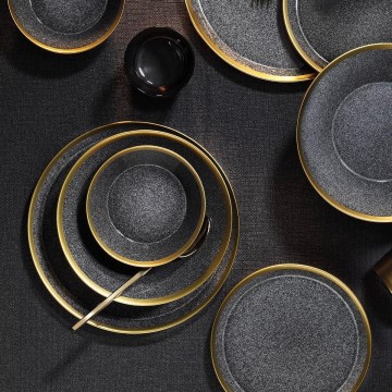 16 gab. ēdamistabas servīze, antracīts/zelts, porcelāns