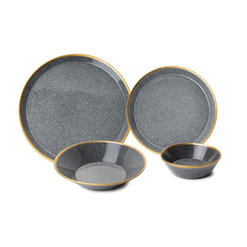 16 gab. ēdamistabas servīze, antracīts/zelts, porcelāns