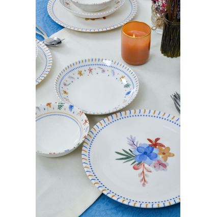 18 daļu daudzkrāsaina porcelāna galda servīze