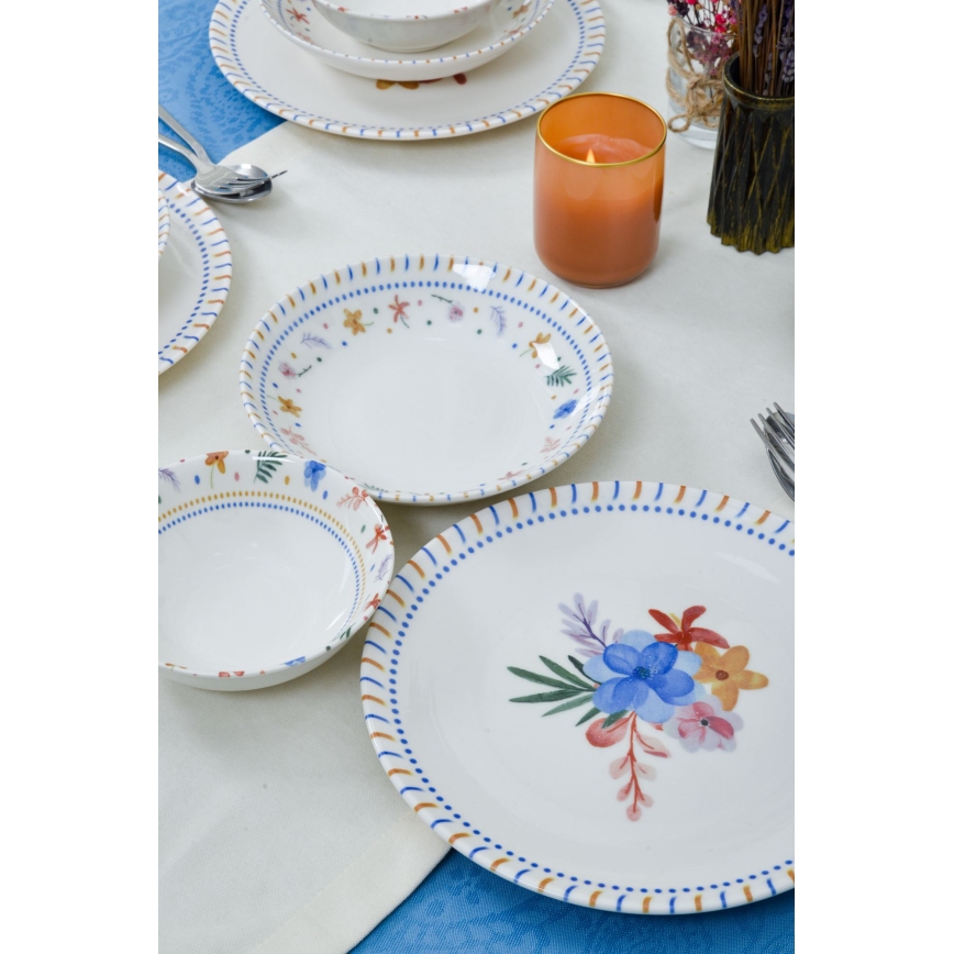 18 daļu daudzkrāsaina porcelāna galda servīze