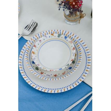 18 daļu daudzkrāsaina porcelāna galda servīze