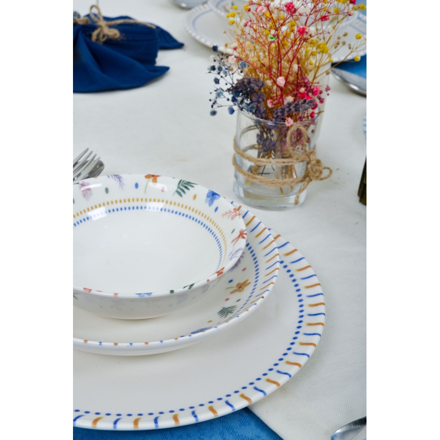 18 daļu daudzkrāsaina porcelāna galda servīze
