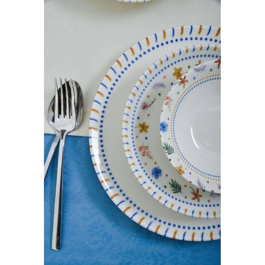 18 daļu daudzkrāsaina porcelāna galda servīze