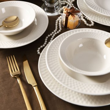 18 daļu ēdienu servīze, balta/porcelāns