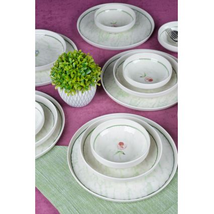 18 daļu galda komplekts, zaļš/porcelāns