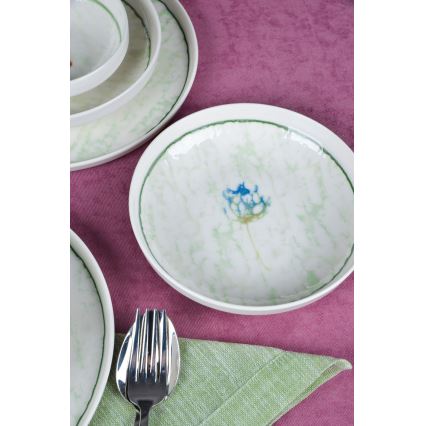 18 daļu galda komplekts, zaļš/porcelāns