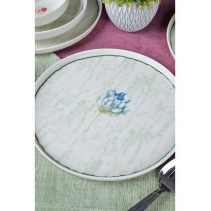 18 daļu galda komplekts, zaļš/porcelāns