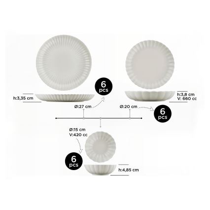 18 daļu galda servīze, balta/porcelāns