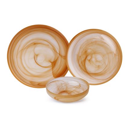 18 daļu galda trauku komplekts, oranžs/stikls