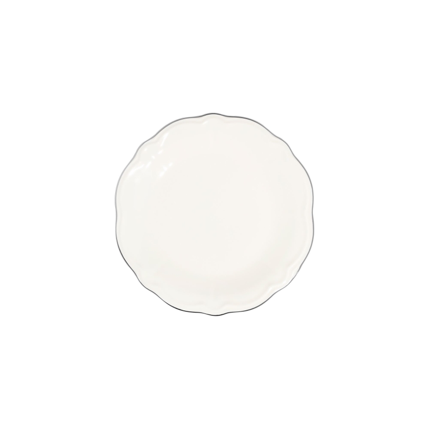 18 daļu krēmkrāsas porcelāna servīze ar sudraba akcentiem