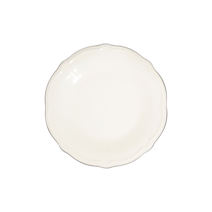 18 daļu krēmkrāsas porcelāna servīze ar sudraba akcentiem
