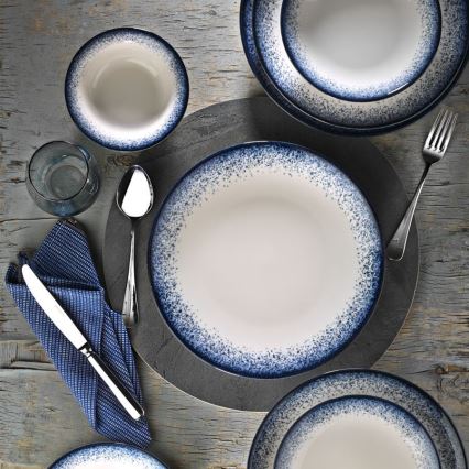 18 daļu porcelāna galda servīze, balta/zila