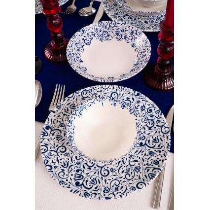 18 daļu porcelāna galda trauku komplekts, balts/zils
