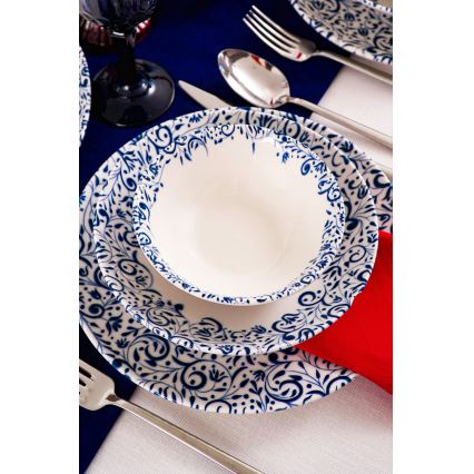 18 daļu porcelāna galda trauku komplekts, balts/zils