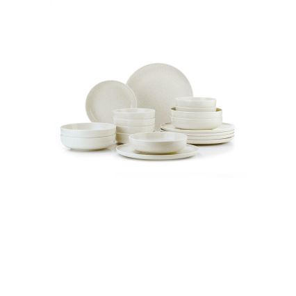 18 daļu porcelāna galda trauku komplekts, bēšs
