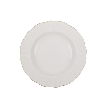 18 daļu porcelāna servīze, balta ar zelta akcentiem