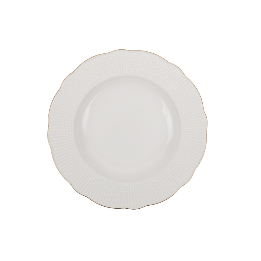 18 daļu porcelāna servīze, balta ar zelta akcentiem