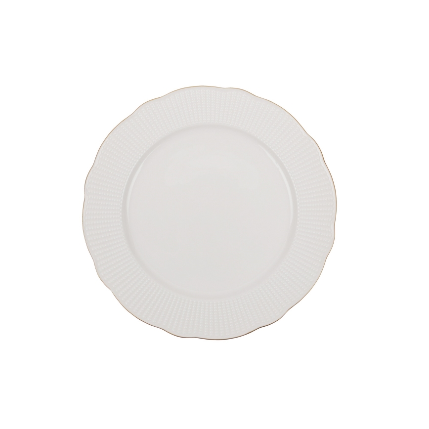 18 daļu porcelāna servīze, balta ar zelta akcentiem
