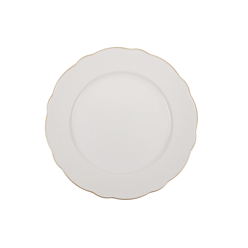 18 daļu porcelāna servīze, balta ar zelta akcentiem