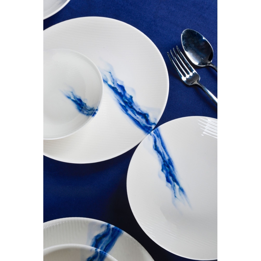 18 daļu porcelāna servīze, balta/zila