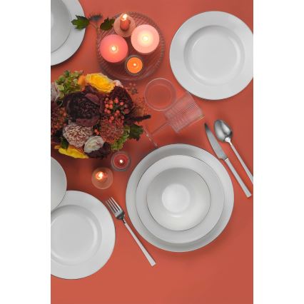 18 daļu servīze balta/sudraba/porcelāns