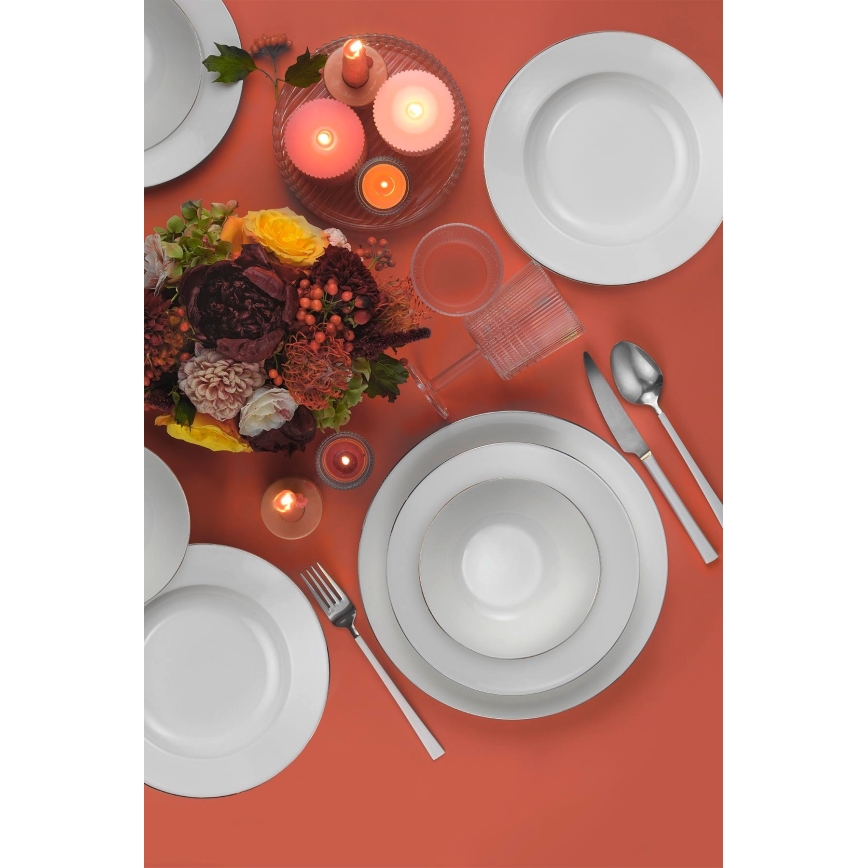 18 daļu servīze balta/sudraba/porcelāns