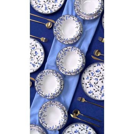18 daļu servīze, zila/balta, keramika