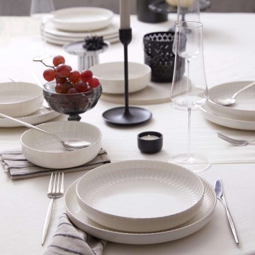 18 daļu trauku komplekts balts/sudrabs/porcelāns
