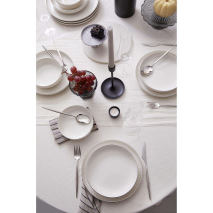 18 daļu trauku komplekts balts/sudrabs/porcelāns