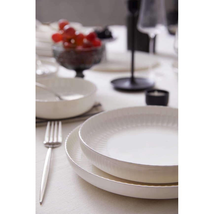 18 daļu trauku komplekts balts/sudrabs/porcelāns