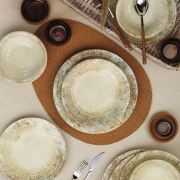 18 gab. ēdamistabas servīze, krēmkrāsaina/brūna, porcelāns