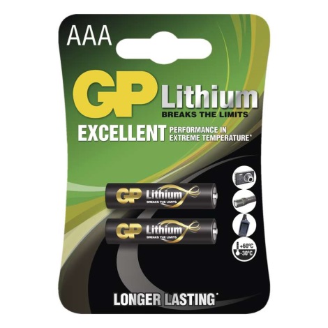 2 gab Litija baterija  AAA GP LITHIUM 1,5V