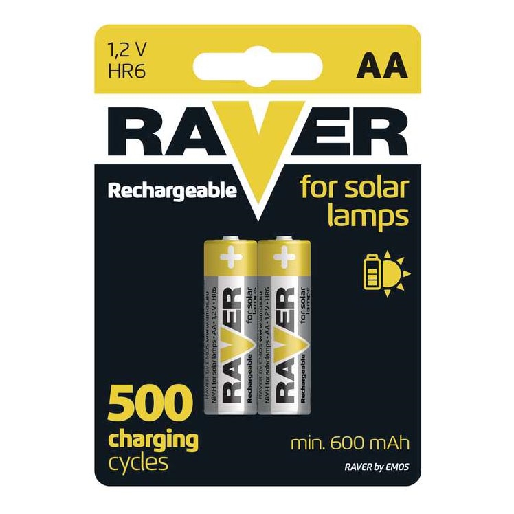 2 gab Uzlādējama baterija AA RAVER NiMH/1,2V/600 mAh